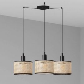 Pendule, Lustre suspendate - Lustra suspendata cu 3 pendule design natural MAMBO 21cm negru/ratan