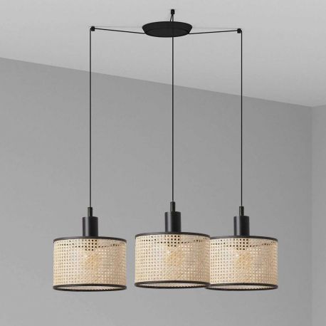 Pendule, Lustre suspendate - Lustra suspendata cu 3 pendule design natural MAMBO 21cm negru/ratan