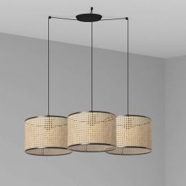Pendule, Lustre suspendate - Lustra suspendata cu 3 pendule design natural MAMBO 32cm negru/ratan