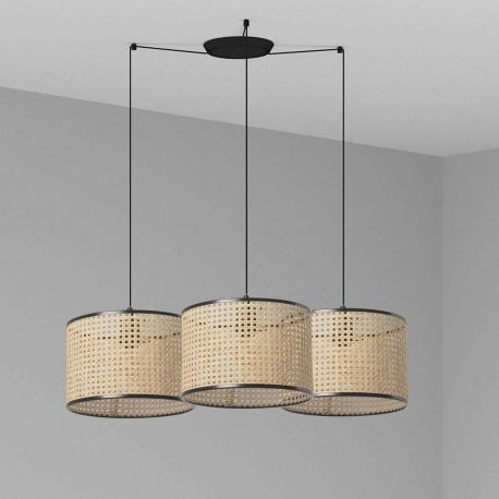 Pendule, Lustre suspendate - Lustra suspendata cu 3 pendule design natural MAMBO 32cm negru/ratan