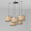 Lustra suspendata cu 5 pendule design natural MAMBO 32cm negru/ratan