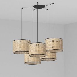 Pendule, Lustre suspendate - Lustra suspendata cu 5 pendule design natural MAMBO 32cm negru/ratan