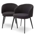 Set de 2 scaune cu brate design LUX Lloyd, boucle negru