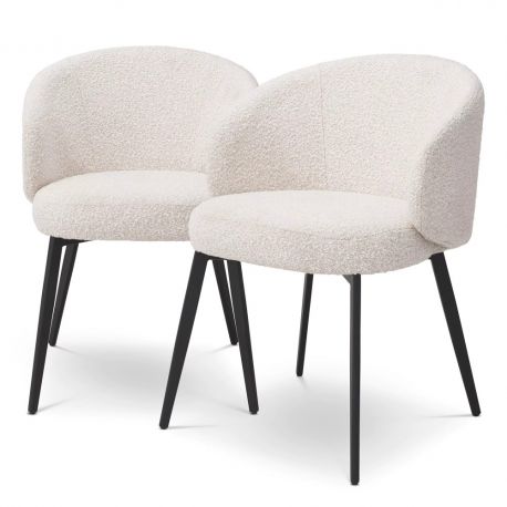 Scaune - Set de 2 scaune cu brate design LUX Lloyd, boucle crem
