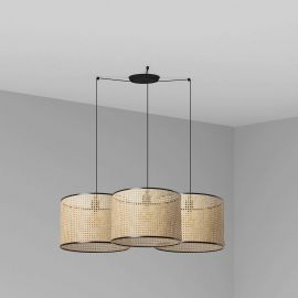 Pendule, Lustre suspendate - Lustra suspendata cu 3 pendule design natural MAMBO 45cm negru/ratan