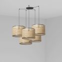 Lustra suspendata cu 5 pendule design natural MAMBO 45cm negru/ratan