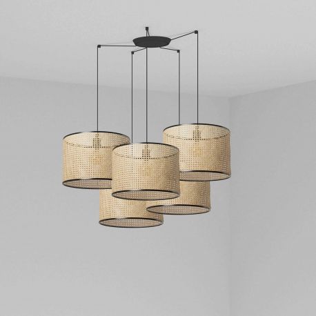Pendule, Lustre suspendate - Lustra suspendata cu 5 pendule design natural MAMBO 45cm negru/ratan