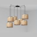 Lustra suspendata cu 7 pendule design natural MAMBO 45cm negru/ratan