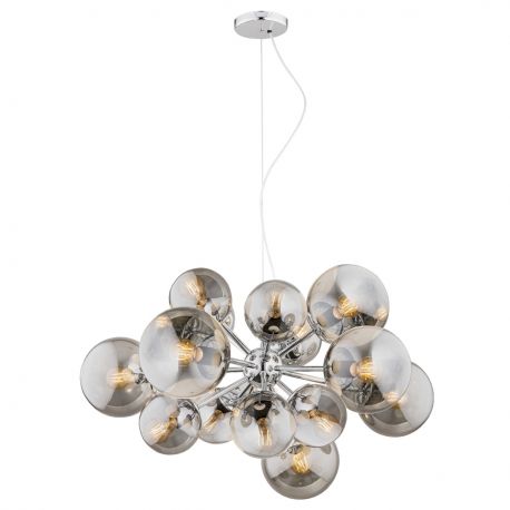 Pendule, Lustre suspendate - Lustra suspendata design modern minimalist SATELITE 15L crom/fumuriu
