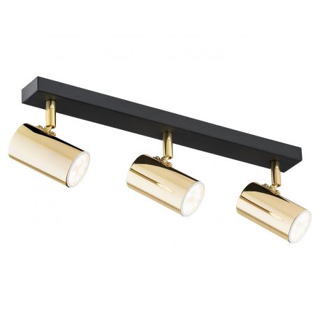 Plafoniere cu spoturi, Spoturi aplicate - Plafoniera cu 3 spoturi design minimalist LAGOS negru/alama