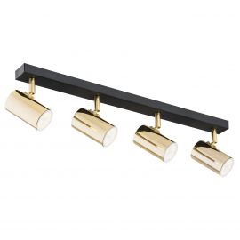Plafoniere cu spoturi, Spoturi aplicate - Plafoniera cu 4 spoturi design minimalist LAGOS negru/alama