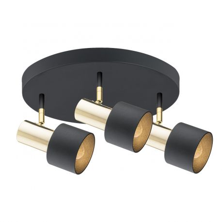 Plafoniere cu spoturi, Spoturi aplicate - Plafoniera cu 3 spoturi design minimalist DORIA negru/alama