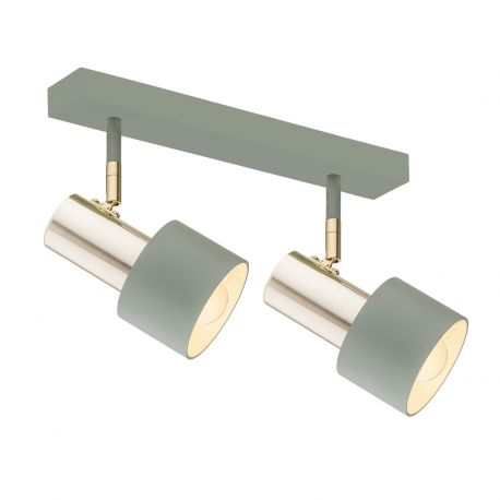 Plafoniere cu spoturi, Spoturi aplicate - Plafoniera cu 2 spoturi design minimalist DORIA salvie/alama