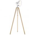 Lampadar LED de podea retro cu trepied lemn natur FOTO NEW