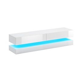 Comode - Corp suspendat TV cu raft Cosmo alb cu iluminat LED