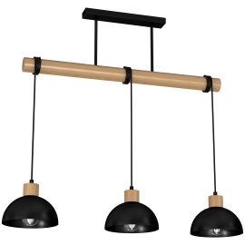 Pendule, Lustre suspendate - Lustra cu 3 pendule design vintage ERIK lemn, negru