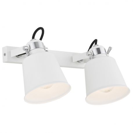 Aplice, corpuri de iluminat pentru pereti - Aplica metalica reglabila stil industial KONGO 2L alba