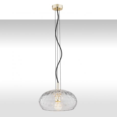 Pendule, Lustre suspendate - Lustra eleganta cu abajur frumos din sticla ALMERIA