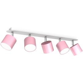 Iluminat pentru copii - Lustra cu 5 spoturi directionabile pentru camera copii/tineret design modern DIXIE roz, alb