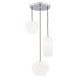 Pendule, Lustre suspendate - Lustra cu Pendule sticla design decorativ KALIMERA 3L alb opal