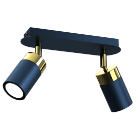 Plafoniere cu spoturi, Spoturi aplicate - Lustra cu 2 spoturi directionabile design modern JOKER albastru, auriu