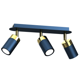 Plafoniere cu spoturi, Spoturi aplicate - Lustra cu 3 spoturi directionabile design modern JOKER albastru, auriu