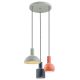 Pendule, Lustre suspendate - Lustra cu 3 pendule design minimalist SINES mixt negru/salvie/coral