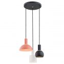Lustra cu 3 pendule design minimalist SINES mixt negru/alb/coral