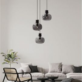 Pendule, Lustre suspendate - Lustra cu 3 pendule design modern CINZIA fumuriu