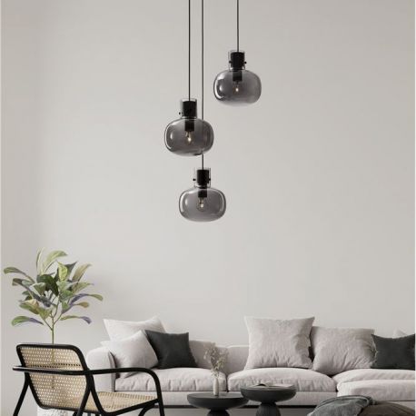 Pendule, Lustre suspendate - Lustra cu 3 pendule design modern CINZIA fumuriu