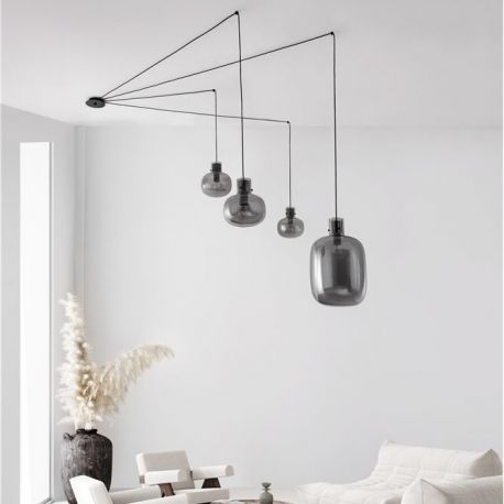 Pendule, Lustre suspendate - Lustra cu 4 pendule design modern CINZIA fumuriu