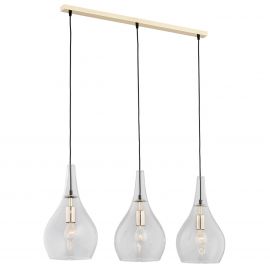 Pendule, Lustre suspendate - Lustra cu 3 Pendule sticla design decorativ SANTANA auriu/transparent