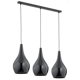 Pendule, Lustre suspendate - Lustra cu 3 Pendule sticla design decorativ SANTANA neagra