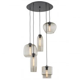 Pendule, Lustre suspendate - Lustra cu 5 Pendule sticla design decorativ SERAFINO