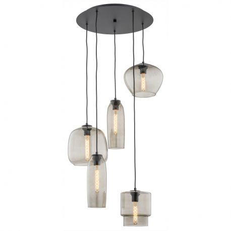 Pendule, Lustre suspendate - Lustra cu 5 Pendule sticla design decorativ SERAFINO