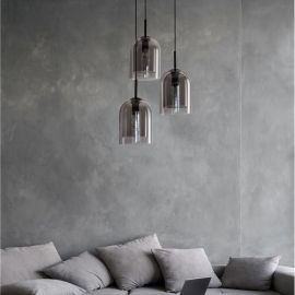 Pendule, Lustre suspendate - Lustra cu 3 pendule modern Velor fumuriu