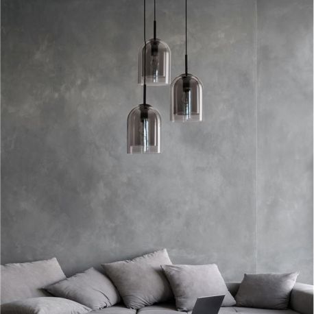 Pendule, Lustre suspendate - Lustra cu 3 pendule modern Velor fumuriu