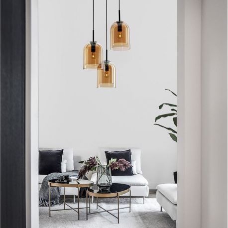 Pendule, Lustre suspendate - Lustra cu 3 pendule modern Velor champagne