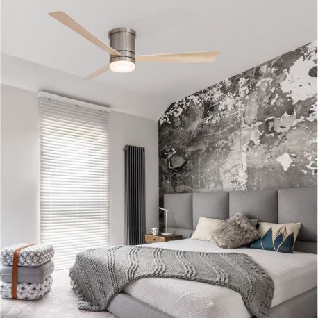 Lustre cu ventilator - Ventilator de tavan cu telecomanda si iluminat SATIN nickel periat