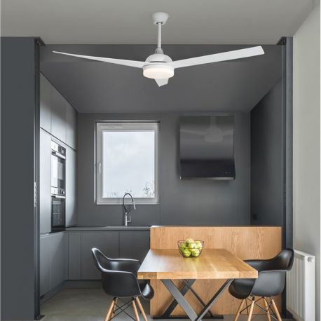 Lustre cu ventilator - Ventilator de tavan cu telecomanda si iluminat FLOW alb