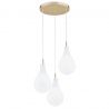 Lustra cu 3 Pendule sticla design decorativ OAKLAND alb/auriu 
