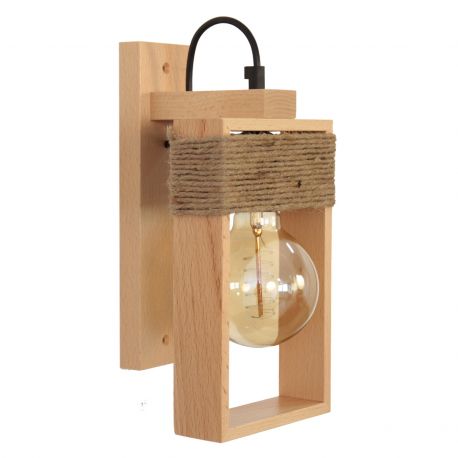 Aplice, corpuri de iluminat pentru pereti - Aplica de perete rustica fabricata manual din lemn Rodos