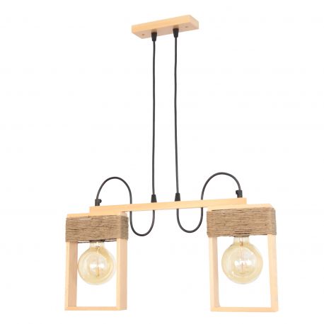 Pendule, Lustre suspendate - Lustra rustica cu 2 brate fabricata manual din lemn Rodos