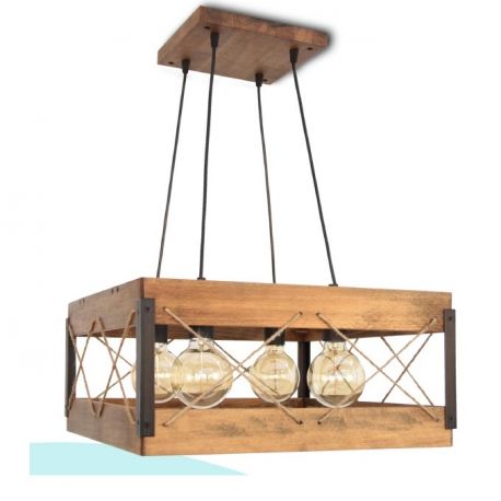 Pendule, Lustre suspendate - Lustra suspendata rustica fabricata manual din lemn Xara