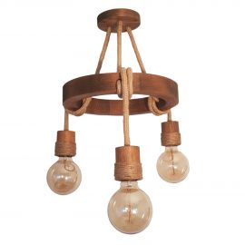 Pendule, Lustre suspendate - Lustra rustica cu 3 pendule fabricata manual din lemn Bari