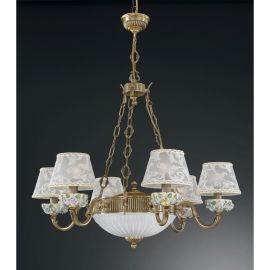 Candelabre, Lustre - Candelabru clasic din alama cu detalii din portelan 9000