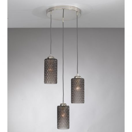 Pendule, Lustre suspendate - Lustra moderna cu 3 pendule design italian 10000 fumuriu
