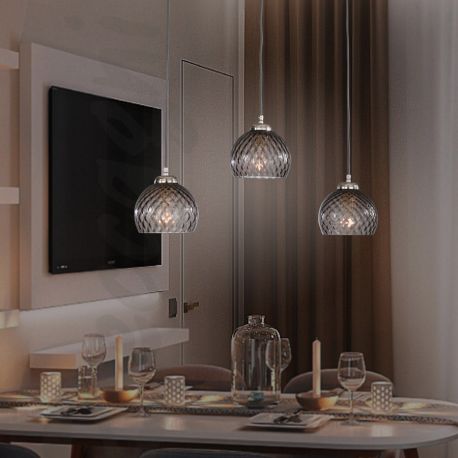 Pendule, Lustre suspendate - Lustra moderna cu 3 pendule design italian 10003 fumuriu