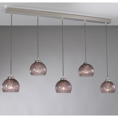 Pendule, Lustre suspendate - Lustra moderna cu 5 pendule design italian 10006 Amethyst