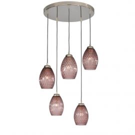 Pendule, Lustre suspendate - Lustra moderna cu 5 pendule design italian 10008 Amethyst